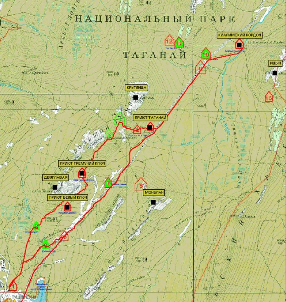 Таганай карта парка